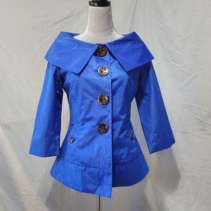 NWOT Aziz Mod Blue 3/4 Sleeve Raincoat